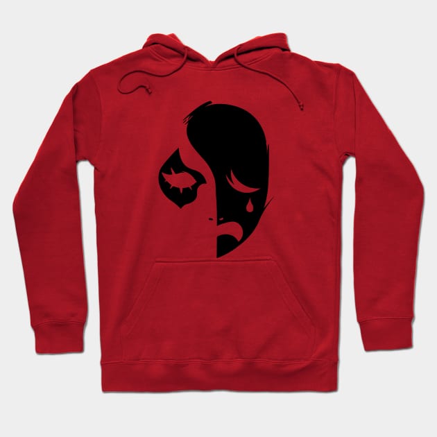 Sad Mask - Black Hoodie by Darasuum